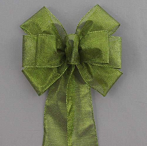 Moss Green Metallic Fall Christmas Wreath Bow in 2 Size Options