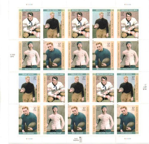 Early Football Heroes 20 x 37 Cent U.S. Postage Stamps