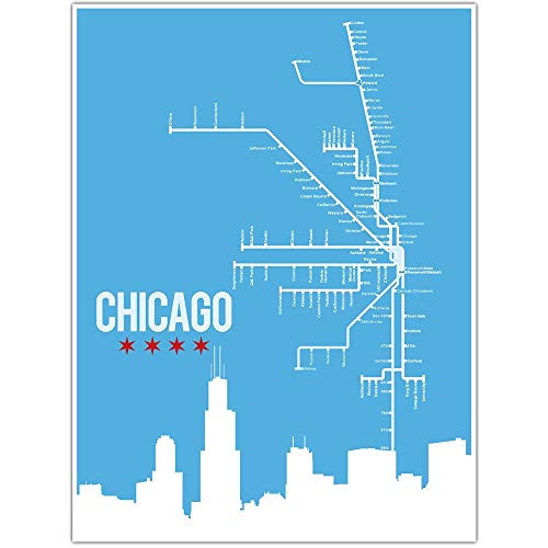 Chicago L Train Map Wall Art Poster Chicago L Train Map Wall Art Poster
