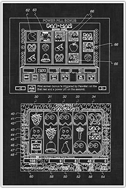 Games and Toys Patent Print  Pacman Slots  Blueprint Patent  Patent Poster  Blueprint Poster  Art  Gift  Poster Print  Patent Poster