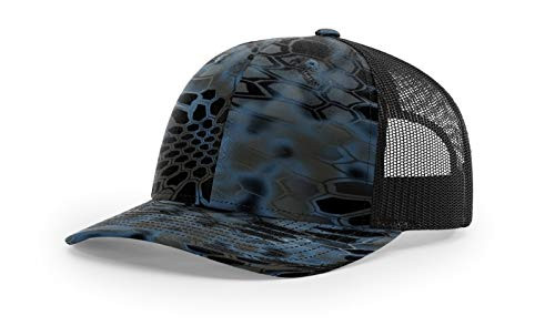 Running Partner Richardson 112 112P Trucker Mesh Snapback Hat Curved Bill with NoSweat Hat Liner -Adjustable Snapback Kryptek Camo Colorway  Neptune Black-