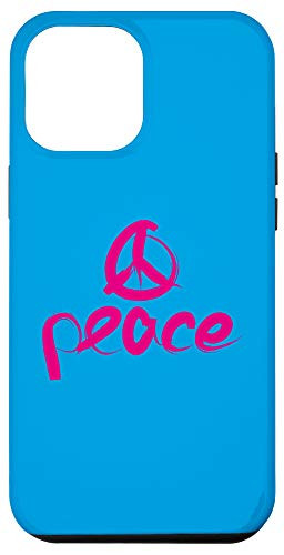 iPhone 12 Pro Max Hand Drawn Hippie Peace Sign Cool 70_s Hippy Symbol Art Blue Case