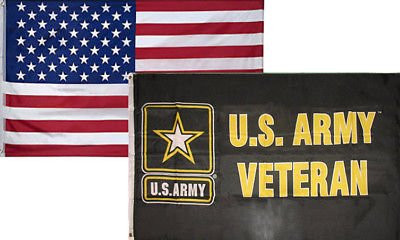 K_s Novelties 3x5 Wholesale Combo USA American  and  U.S. Army Veteran Vet Flag 3_x5_ 2 Pack Set