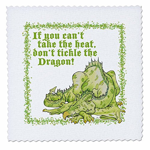 3dRose qs_22855_5 Dragon with Let Sleeping Dragons Lie-Quilt Square, 14 by 14-Inch