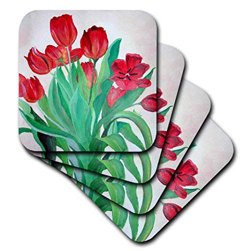 3dRose CST_55580_1 Bunch of Red Tulips Bunch of Flowers, Bunch of Tulips, Bouquet of Flowers, Bouquet of Tulips Soft Coasters, Set of 4 3dRose CST_55580_1 Bunch of Red Tulips Bunch of Flowers, Bunch of Tulips, Bouquet of Flowers, Bouquet of Tulips Soft Coasters, Set of 4