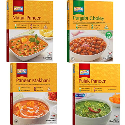 Ashoka - Paneer Combo -Matar Paneer  Paneer Makhani  Punjabi Choley  Palak Paneer-  4 PACK  Ready to Eat Meals