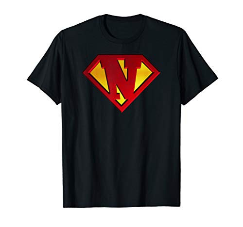 Funny Superhero Shield Letter N for Nurse Gift Tee Shirt