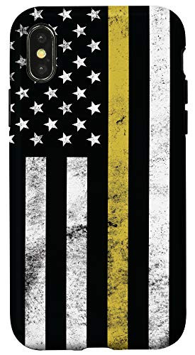 iPhone X XS Patriotic Thin Yellow Line USA American Flag Dispatcher Gift Case