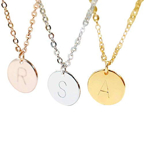 Personalized Disc Initial Necklace - Dainty Personalized Gold Silver Rose Gold Plated Disc Delicate Initial Charms Necklace Hand Stamp bridesmaid and wedding Best Graduation Day gift Personalized Disc Initial Necklace - Dainty Personalized Gold Silver Rose Gold Plated Disc Delicate Initial Charms Necklace Hand Stamp bridesmaid and wedding Best Graduation Day gift