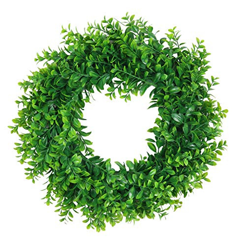 Pauwer Artificial Green Leaves Wreath 16inch  Boxwood Wreath Farmhouse Greenery Wreath for Front Door Hanging Wall Window Party Decoration -16inch  Boxwood- Pauwer Artificial Green Leaves Wreath 16inch  Boxwood Wreath Farmhouse Greenery Wreath for Front Door Hanging Wall Window Party Decoration -16inch  Boxwood-