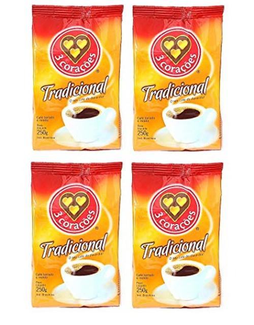 3 CORAÇÕES Cafe Tradicional 250 gr.   8.8 oz. - 2 Pack