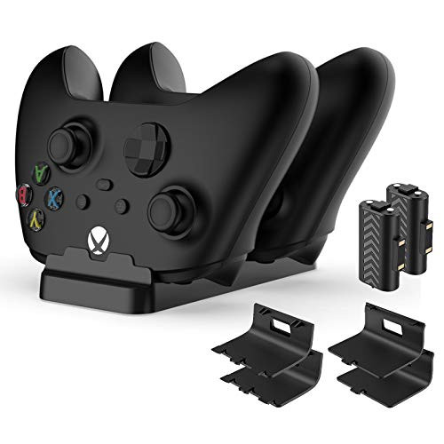 Controller Charging Dock for Xbox Series X  Xbox Series S  Xbox-one S and Xbox-one X with 800mAh Battery Pack and Battery Cover  MENEEA Dual Charger Stand Station Accessories with Charging Cable