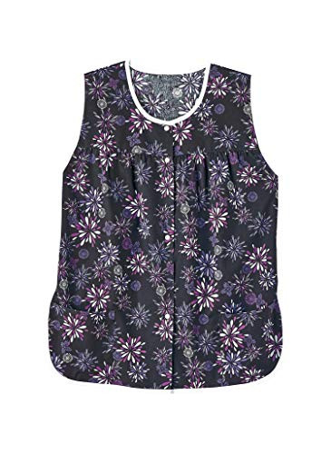 AmeriMark Patterned Women s Snap Front Cobbler Apron Vest with Two Patch Pockets Black Purple XL