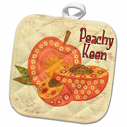 3D Rose Ornate Vintage Stylized Pears Floral Fruit Illustration Pot Holder, 8" x 8"