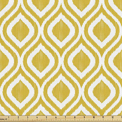 Ambesonne Ikat Fabric by The Yard Geometric Ornate Mesh Ikat Motifs Classic Traditional Indigenous Retro Design Decorative Fabric for Upholstery and Home Accents Yellow White Ambesonne Ikat Fabric by The Yard Geometric Ornate Mesh Ikat Motifs Classic Traditional Indigenous Retro Design Decorative Fabric for Upholstery and Home Accents Yellow White