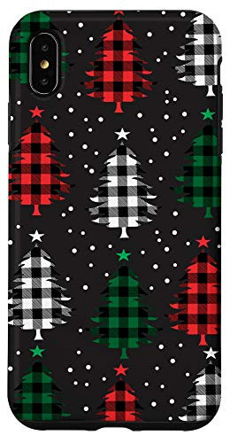 iPhone XS Max Merry Christmas Trees with Buffalo Plaid  and  Leopard Pattern Case