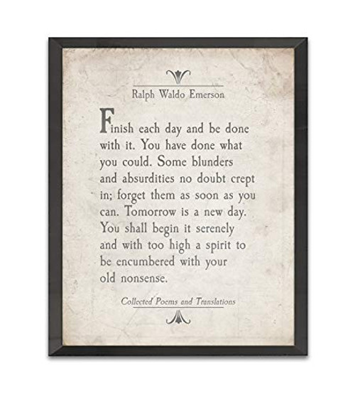 Finish Each Day  Ralph Waldo Emerson Quote  Art Print  Unframed  Literary Inspirational Motivational Sign  All Sizes