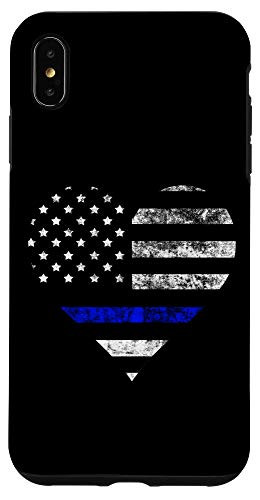 iPhone XS Max Police Thin Blue Line American Flag Heart Cop Gift Case