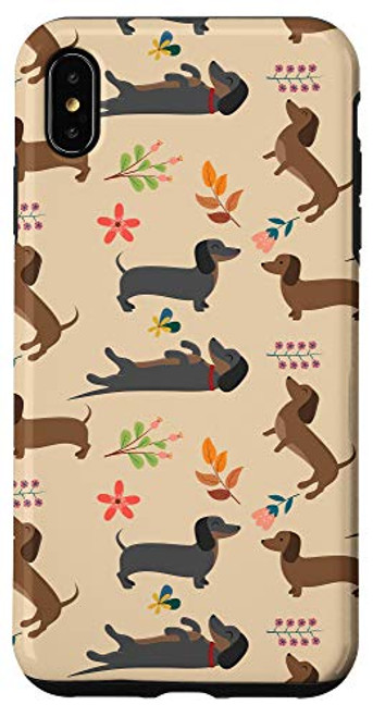 iPhone XS Max Dachshund Pattern Sausage Dog Lover Wiener Flower Pattern Case