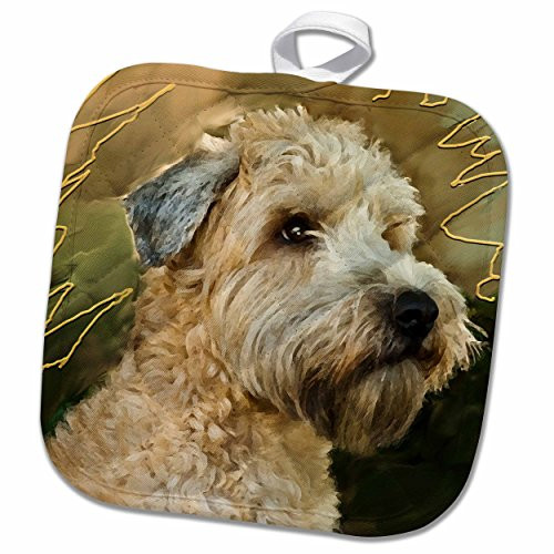 3D Rose Soft Coated Wheaten Terrier Portrait Pot Holder, 8" x 8"