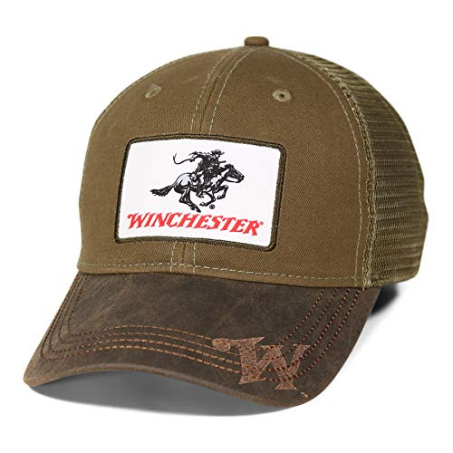 Winchester Horse and Rider Patch Logo Mesh Back Cotton Twill Cap Brown