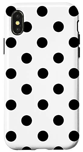 iPhone X XS White with Black Polka Dot Pattern Case