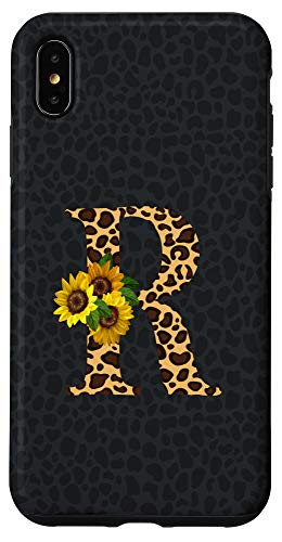 iPhone XS Max Leopard Cheetah Animal Print Sunflower Letter R Monogram Case
