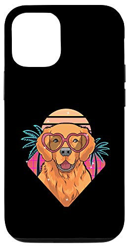 iPhone 12 12 Pro Retro Golden Retriever 80_s Vaporwave Case