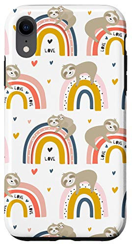 iPhone XR Rainbow sleeping sloths cute animal lovers sloth Case