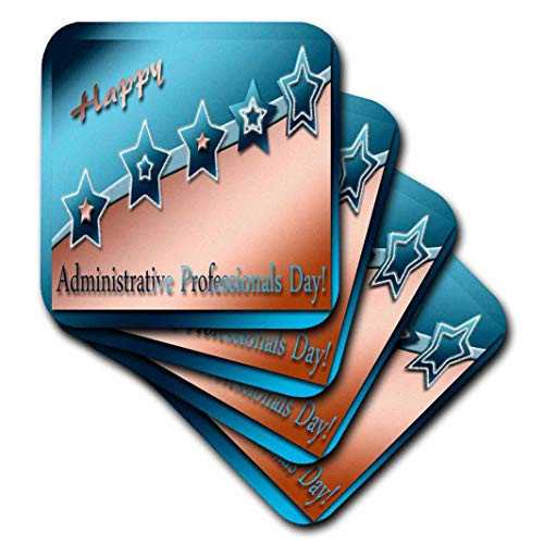 3dRose cst_12179_2 Administrative Professionals Day, Copper and Blue-Soft Coasters, Set of 8