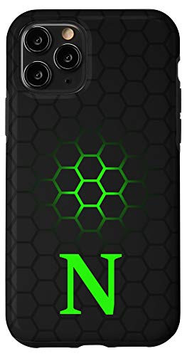 iPhone 11 Pro Lime Green and Black Phone Cases with Letter N Cool Green Case