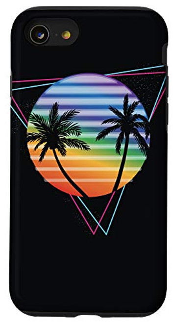 iPhone SE -2020-   7   8 rainbow 80_s vibe retrowave synthwave aesthetic Case