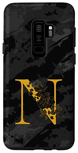 Galaxy S9 Plus Monogram Letter Initial N Black Case
