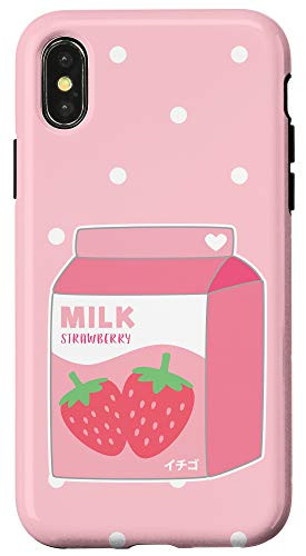 iPhone X XS Strawberry Milk Carton Kawaii Cute Pastel Aesthetic Pink Case