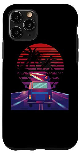 iPhone 11 Pro Retro 80_s Synthwave Bus Surf Palm Gift Vaporwave Aesthetic Case