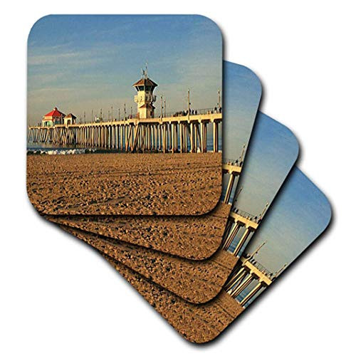 3dRose cst_26245_2 Huntington Beach Pier-Soft Coasters, Set of 8