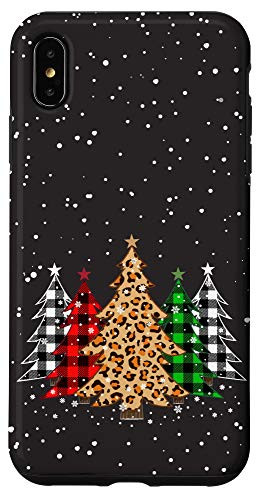iPhone XS Max Christmas Trees with Plaid  and  Leopard Print Case