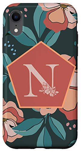 iPhone XR Floral Alphabet Letter Gift - First Name with N Flower Case