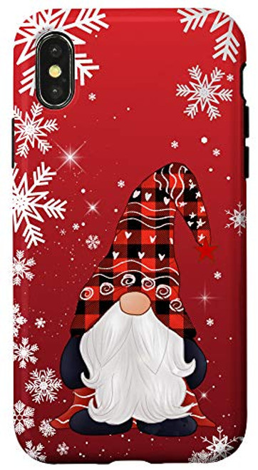iPhone X XS Gnomes Buffalo Plaid Christmas Snowflake Santa Red Case