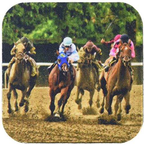 3dRose CST_98372_2 Horses and Jockeys Racing to Finish Line, Mud Flying-Soft Coasters, Set of 8