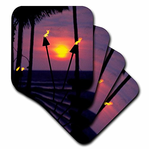 3dRose CST_89717_2 Tiki Torches Hawaii-Us12 Dpb1422-Douglas Peebles-Soft Coasters, Set of 8