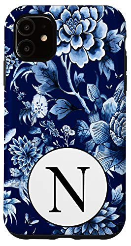 iPhone 11 Indigo Blue Chinoiserie Pattern Monogram Initial Letter inch Ninch  Case