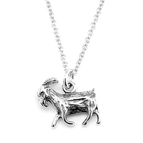 Sterling Silver Small Goat Charm Pendant Necklace  18inch