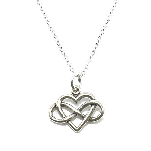 Sterling Silver Petite Infinity Heart Charm Necklace  18inch