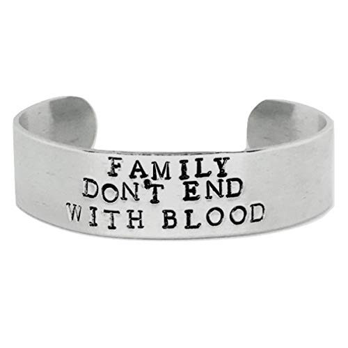 Family Don_t End With Blood Hand Stamped Supernatural Quote Aluminum Cuff Bracelet Family Don_t End With Blood Hand Stamped Supernatural Quote Aluminum Cuff Bracelet