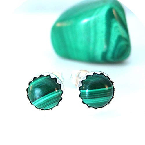 Malachite Stud Earrings in Sterling Silver