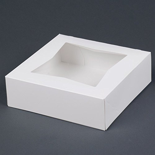 Southern Champion Tray Paperboard White Auto-Popup Window Pie / Bakery Box, 8" Length x 8" Width x 2-1/2" Height (Case of 10)
