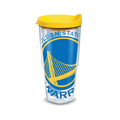 Tervis 1126914 NBA Golden State Warriors Colossal Tumbler with Wrap and Yellow Lid 24oz, Clear