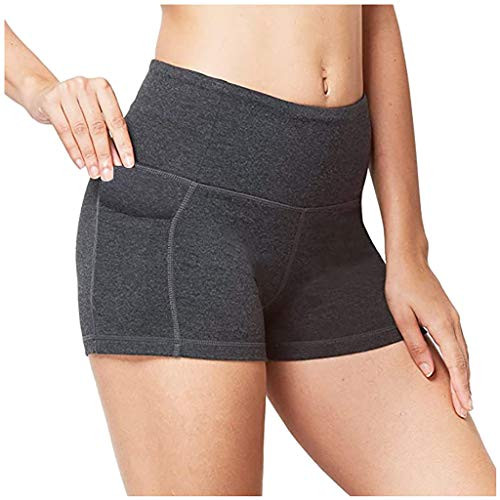 Henwerd Women_s Yoga Shorts Side Pockets High Waist Biker Shorts Running Workout Shorts Tummy Control Fitness Pants -Gray XL-