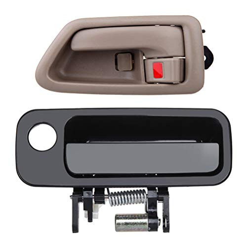 FINDAUTO Exterior Interior Door Handles  Front Driver Left Side Compatibly  Door handle replacement fit for 1997-2001 for T-oyota camry-2pcs-